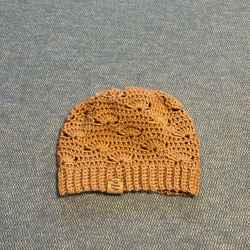 Pink hand made Plumeria Maui winter hat